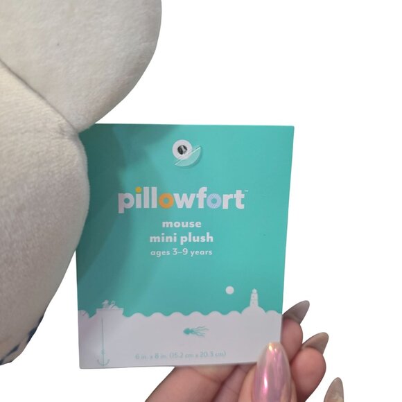 Pillowfort Mouse Mini Plush Toy For Ages 3-9 With Blue White Scarf Cute  Cuddly - Picture 4 of 5